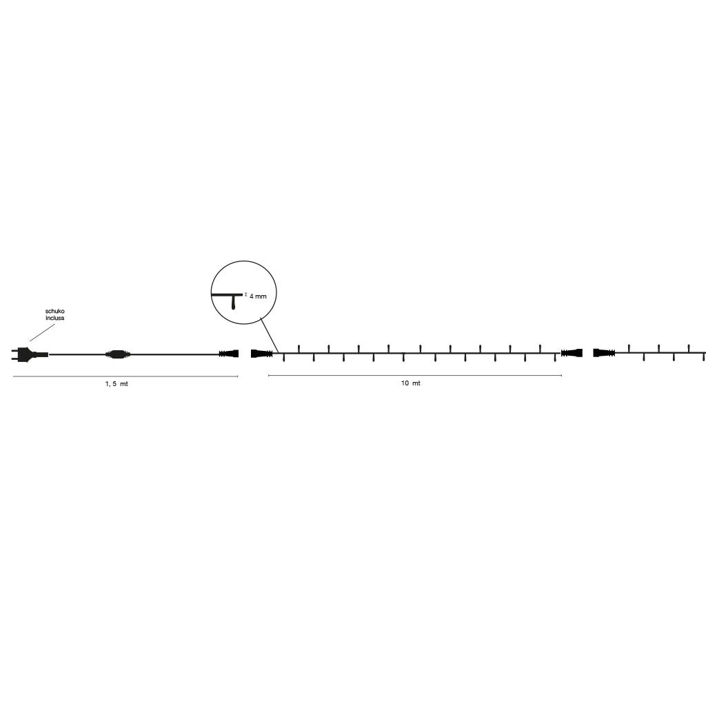 CATENA LUMINOSA PROFESSIONALE CIELO STELLATO 100 LED CAVO BIANCO 10M PROLUNGABILE - LUCE CALDA FISSA E CALDA FLASH INTERMITTENTE PER ESTERNI E INTERNI
