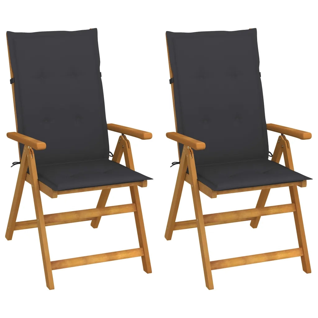 Sedie da Giardino Reclinabili 2 pz con Cuscini Massello Acacia cod mxl 8750