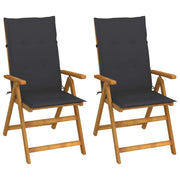 Sedie da Giardino Reclinabili 2 pz con Cuscini Massello Acacia cod mxl 8750