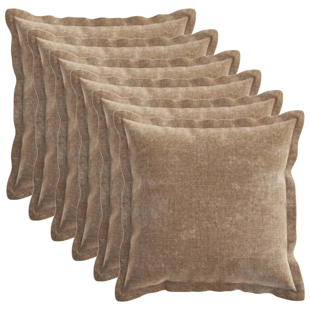 Federa 6 pcs HOUTEN Marrone 50 x 50 cm Tessuto Chenille 919157
