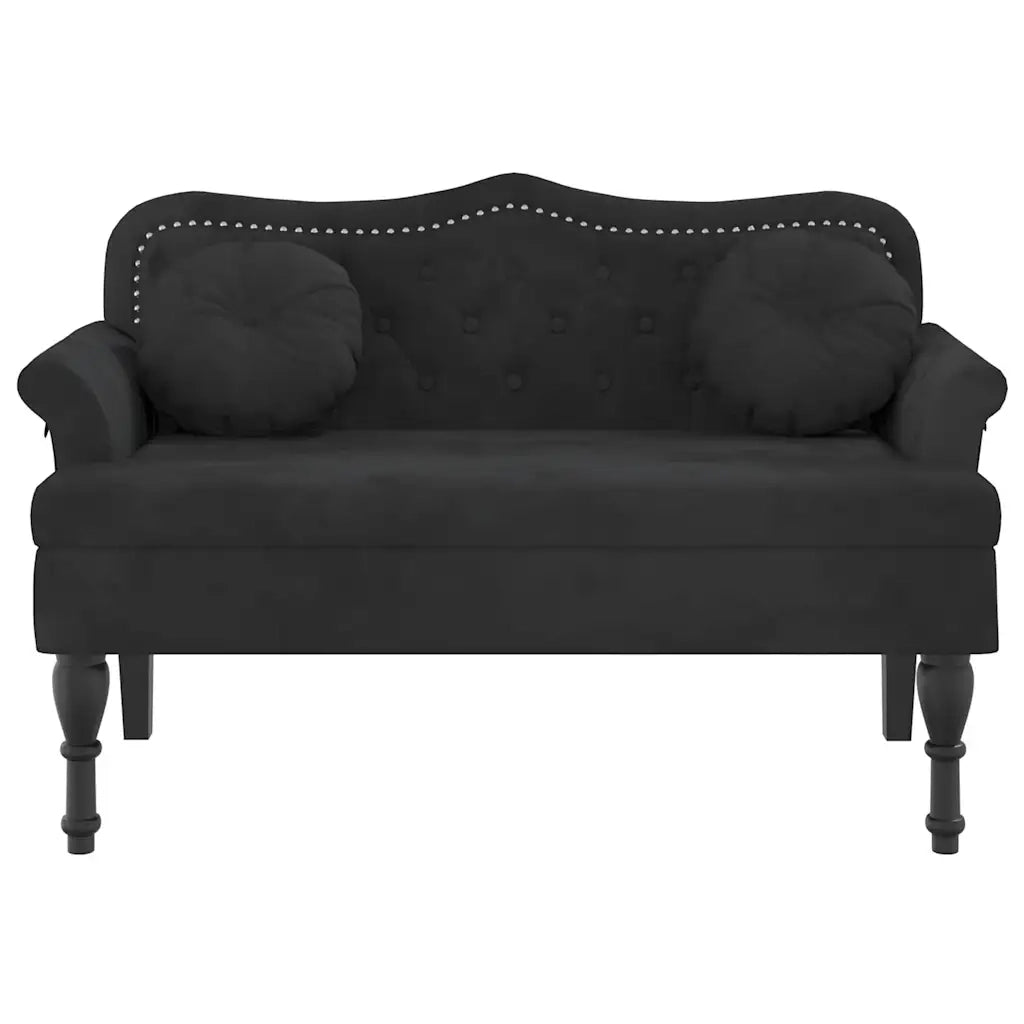 Panca con Cuscini Nera 120,5x65x75 cm in Velluto