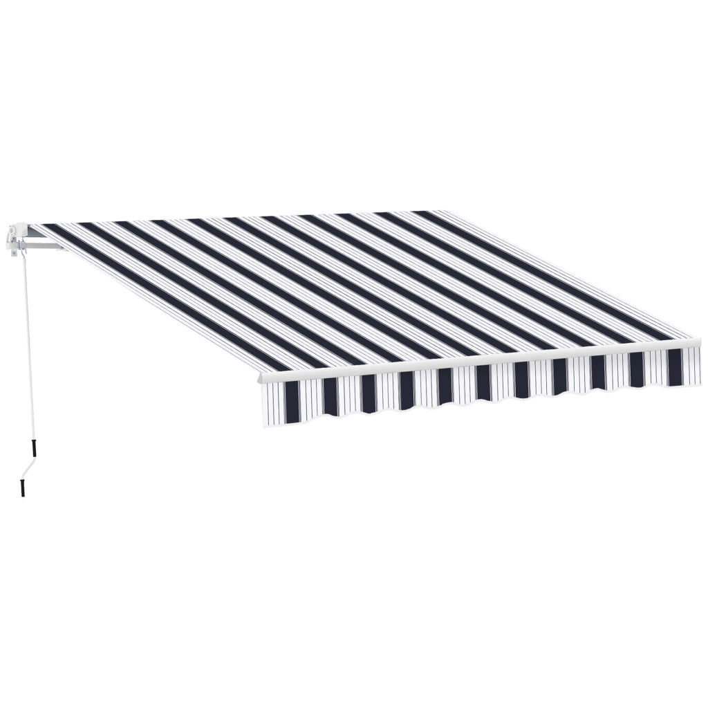 Tenda da Sole a Bracci 2.5x2m Avvolgibile Manuale in Alluminio e Poliestere Blu e Bianco