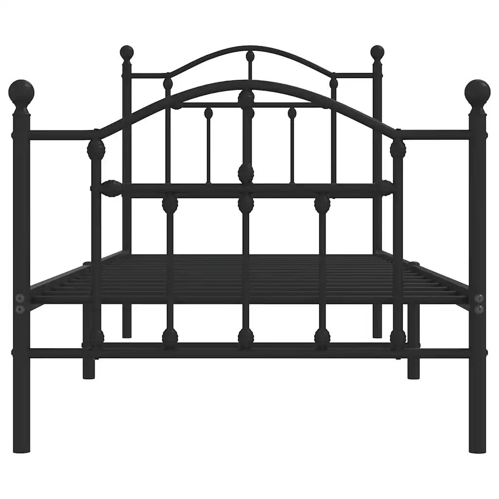 Giroletto con Testiera e Pediera Metallo Nero 90x200 cm 353450