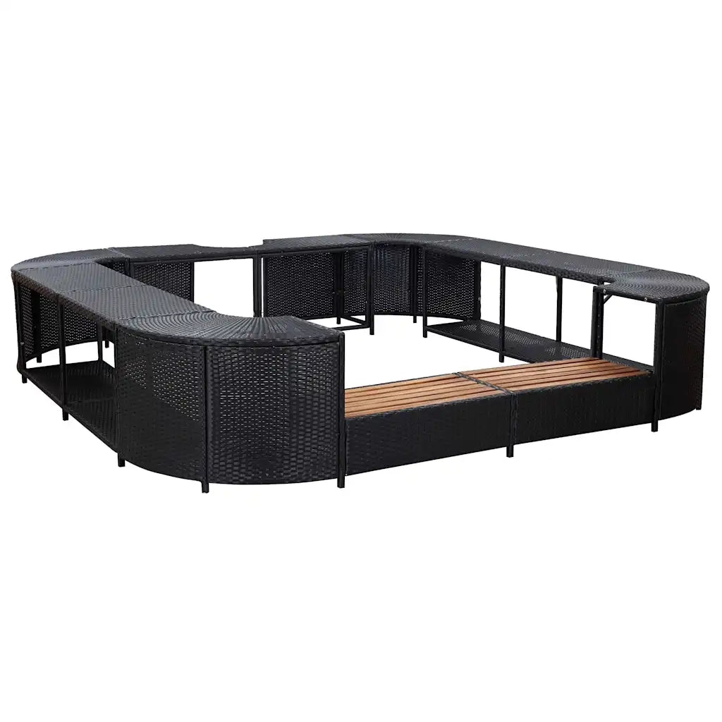 Bordo per Vasca da Spa Quadrato Nero 268x268x55 cm Polyrattan 46073