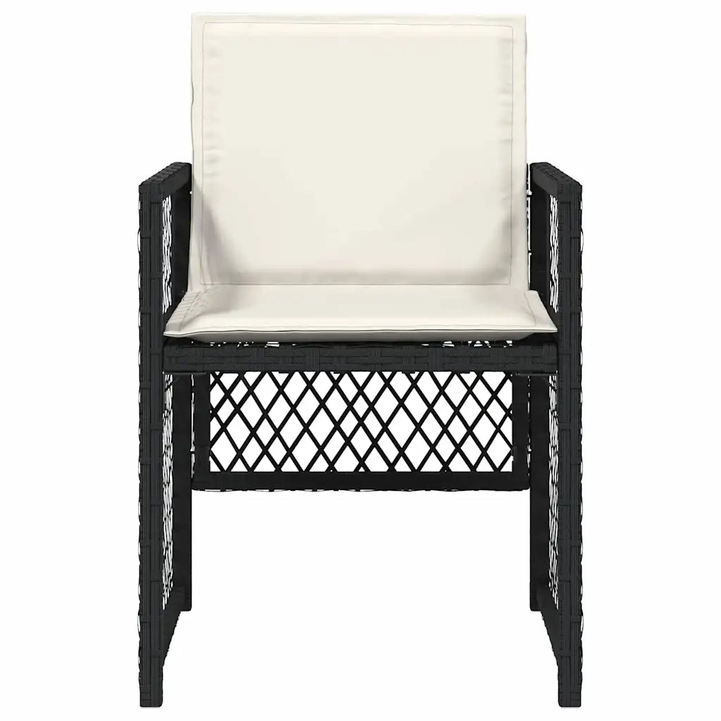 Sedie da Giardino con Cuscini 4 pz | Sedie da Esterno Nere in Polyrattan