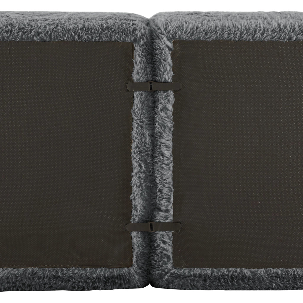 Divano modulare 4 posti in tessuto peluche grigio 378x104x73 cm; senza struttura