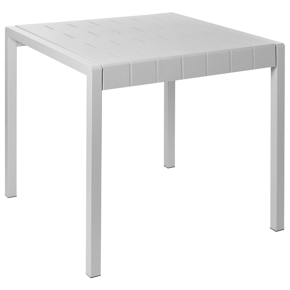 Tavolo da pranzo da giardino Telaio sintetico grigio 4 posti resistente alle intemperie Patio esterno