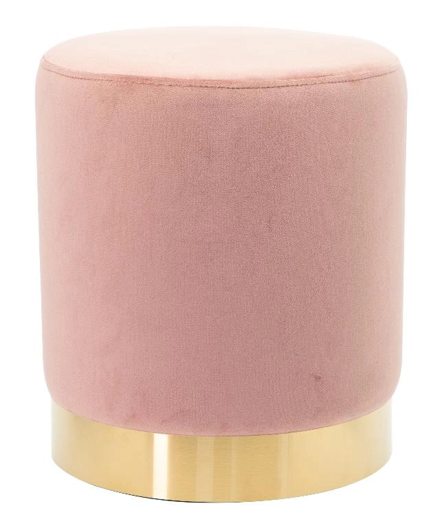 Pouf Decorativo Casa Imbottito in Velluto Ava Rosa 38 cm