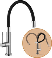 Kraan per cucina con uscita flessibile 360° rotativa, grande arco alta pressione, kraan cucina in acciaio inossidabile con vasca per l'acqua e miscelatore, adatto per doccia