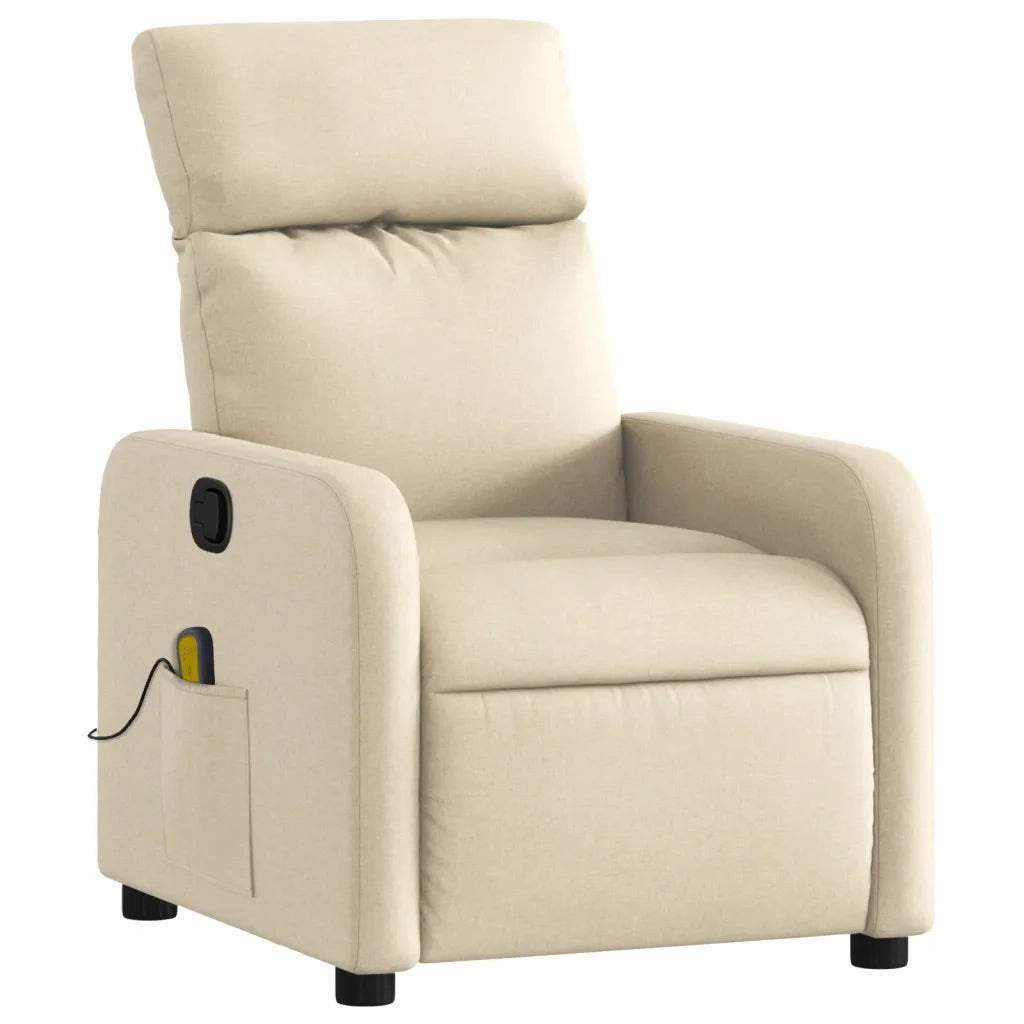 Poltrona Massaggiante | Sedia Relax Reclinabile Crema in Tessuto