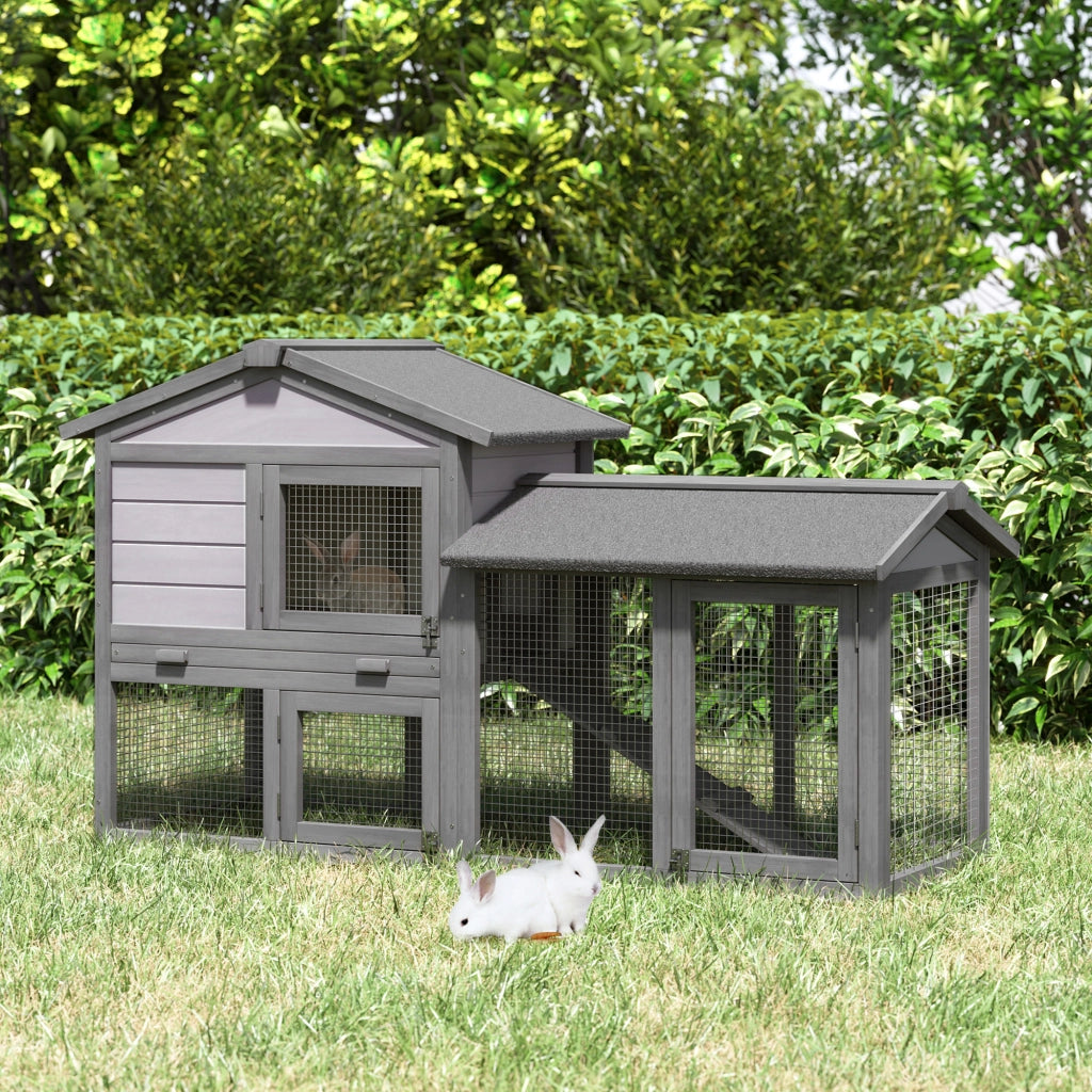 Gabbia per Conigli in Legno da Esterno con Casetta ¨C zephmum ¨C 147x54x84cm