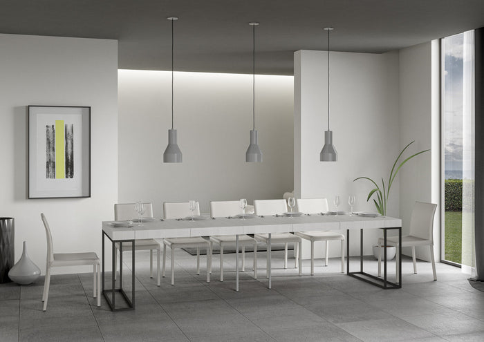 Consolle Allungabile 90-300x40x77 cm in Nobilitato Bianco