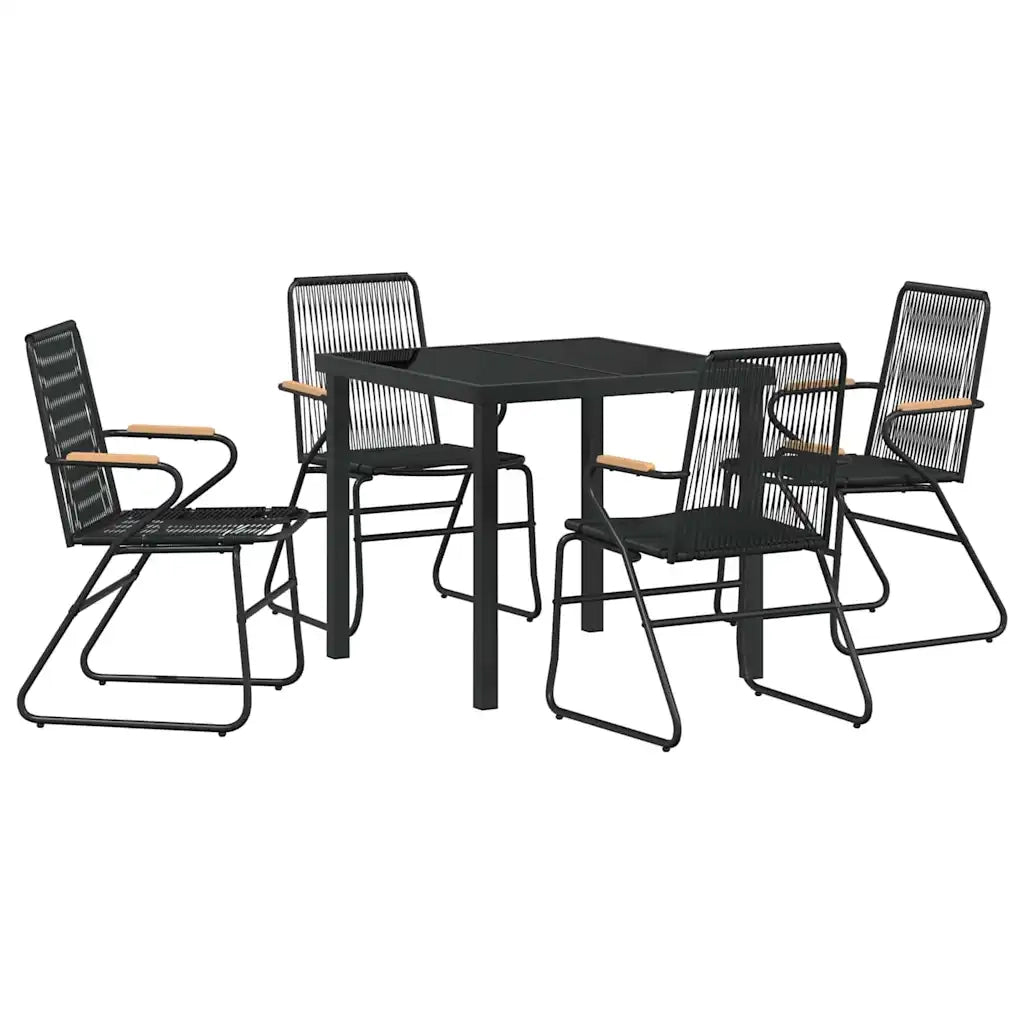 Set da Pranzo per Giardino 5 pcs Nero