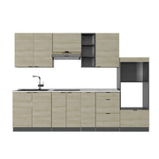 Cucina componibile Fame-Line Pannello in quercia/Antracite 280 cm, PL Marmo Vicco
