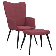 Poltrona | Sedia Relax con Sgabello Rosso Vino in Tessuto