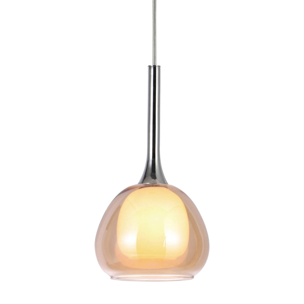 LÚZETE - LAMPADA A SOSPENSIONE 1 LUCE VETRO ESTERNO AMBRA INTERNO BIANCO Ø16,5 NOLINA