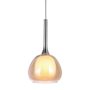 LÚZETE - LAMPADA A SOSPENSIONE 1 LUCE VETRO ESTERNO AMBRA INTERNO BIANCO Ø16,5 NOLINA