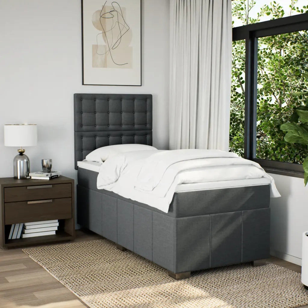 vidaXL Giroletto a Molle con Materasso Grigio Scuro 90x200 cm Tessuto