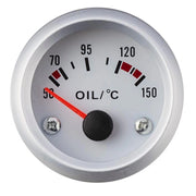 Indicatore di temperatura olio 50 -150 gradi dc 12 v mm 57 esterno bianca ghiera silver