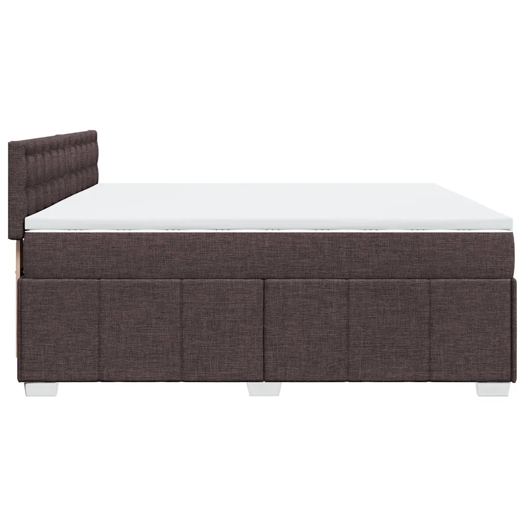 Giroletto a Molle con Materasso Marrone Scuro 200x200cm Tessuto 3289492