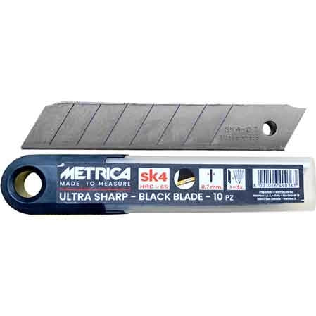 LAMA DI RICAMBIO PER CUTTER PROFESSIONALE METRICA 'BLACK BLADE' 18x100x0,7 mm - confezione 10 pezzi - METRICA