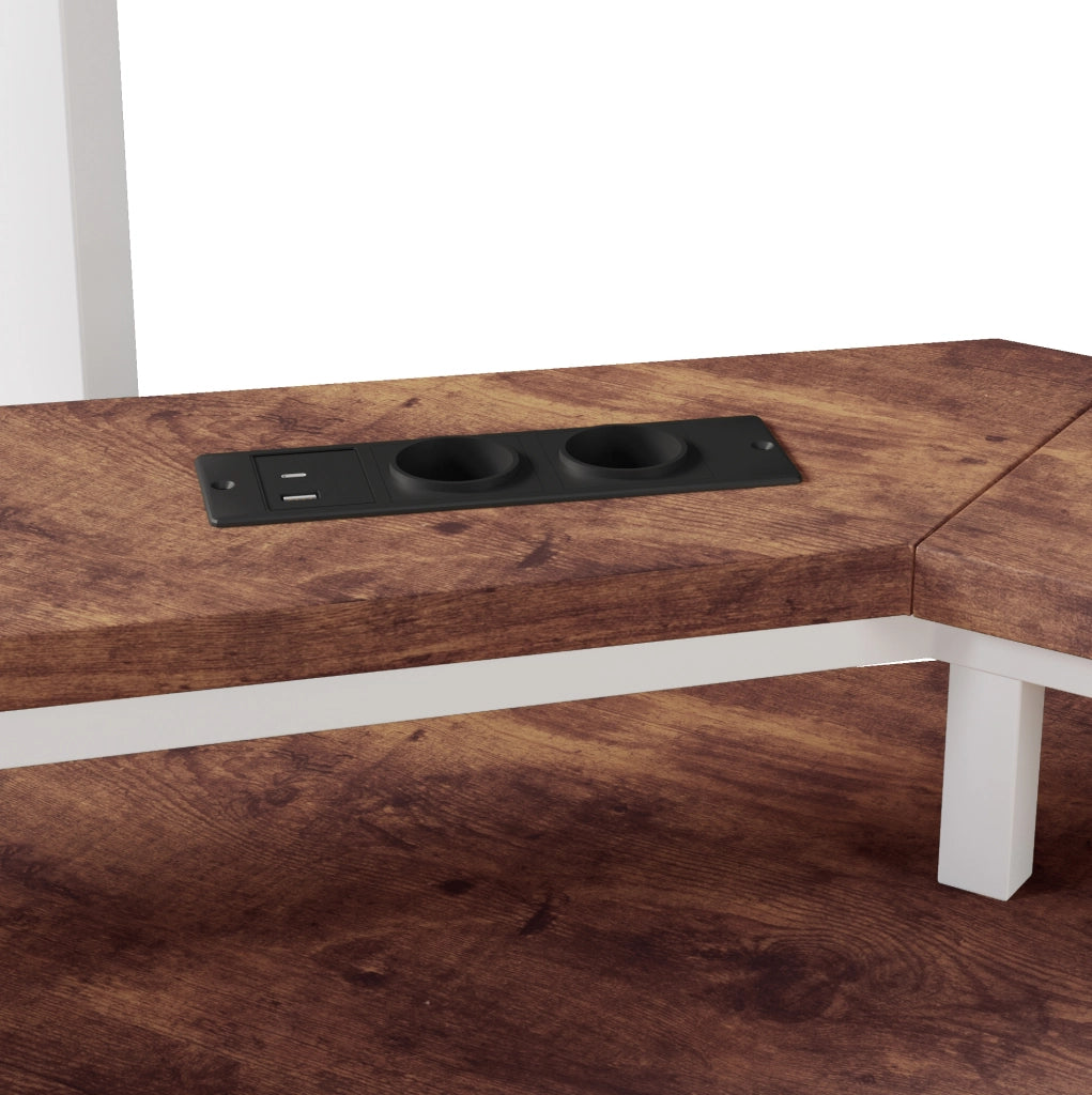 Letto a soppalco 90x200 cm con scrivania; LED; USB; Type-C e prese; metallo e MDF; bianco