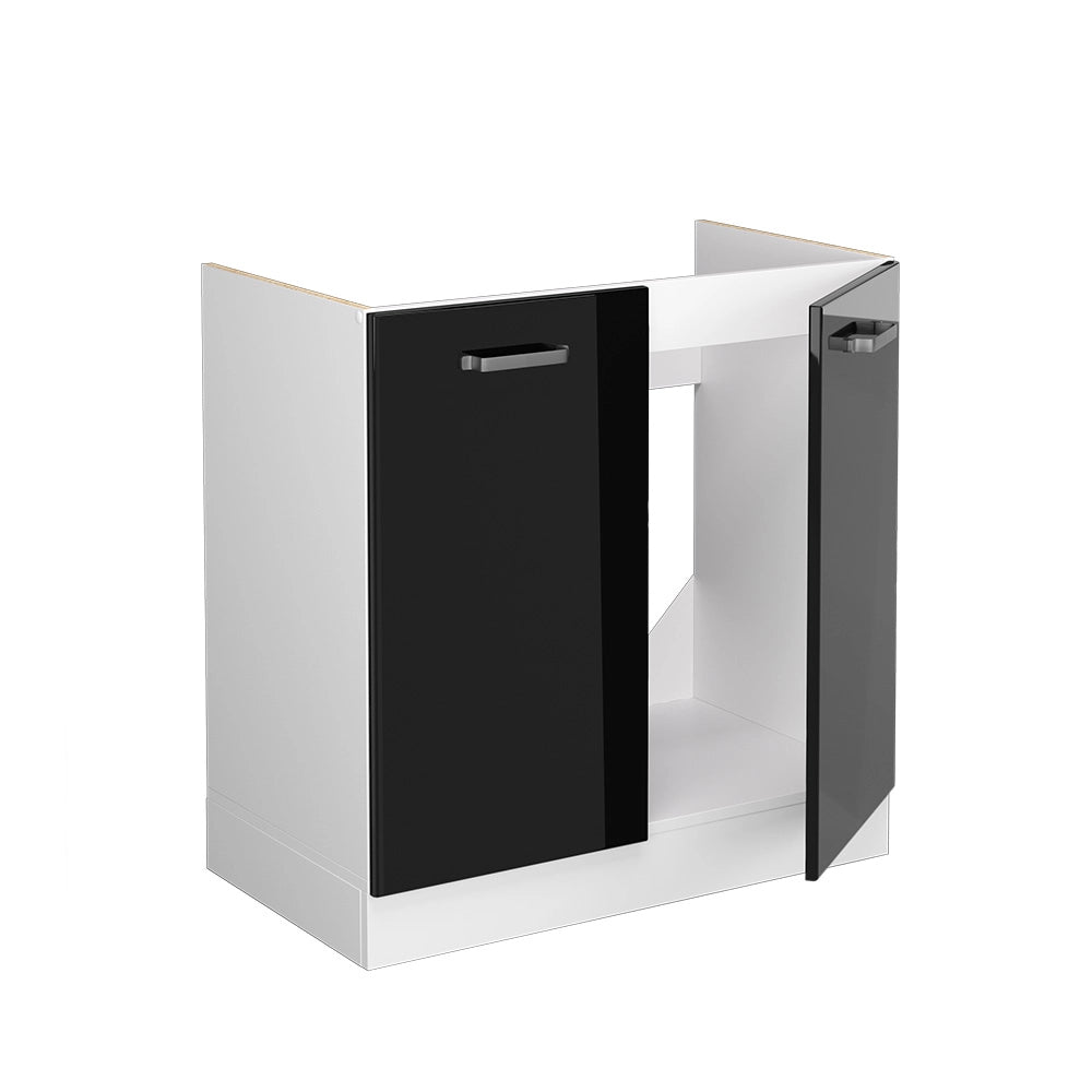 Vicco Mobile lavello cucina Nero lucido 80 cm senza piano di lavoro