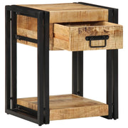 Comodino | Armadio da Notte | Mobiletto da notte 40x35x50 cm in Legno Grezzo Massello di Mango
