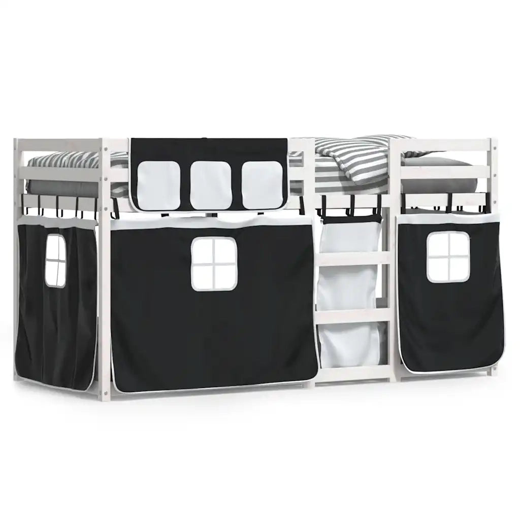 Letto a Castello senza Materasso-Struttura Letto a Castello Bianco e Nero 90x200cm in Pino 184814