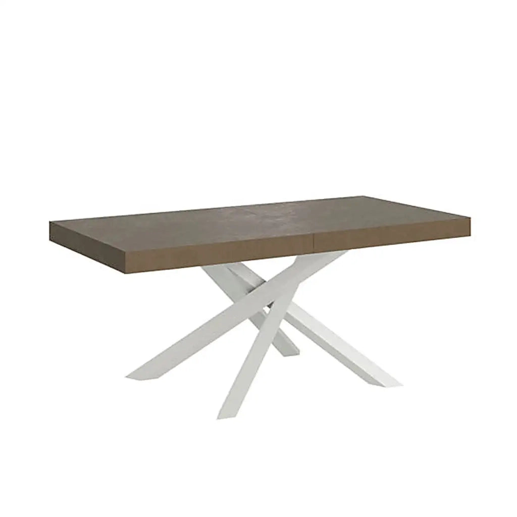 Tavolo allungabile 180/440x90 cm Volantis tortora gambe bianche