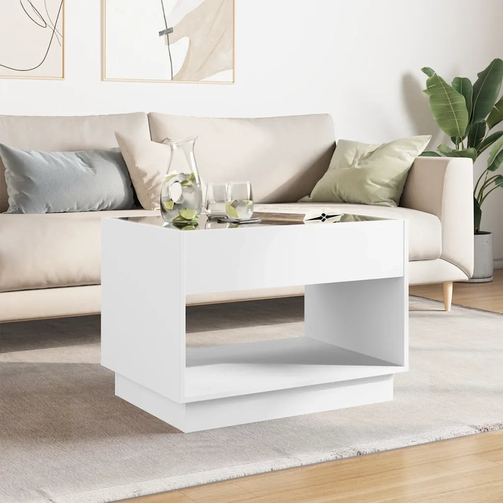 vidaXL Tavolino da Salotto con LED Infinity Bianco 70x50x50 cm