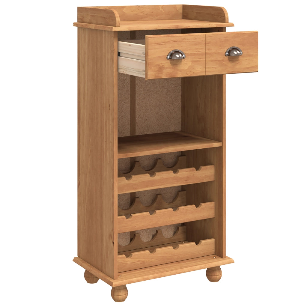 Cabinet vino ASKIM con 12 porta bottiglie in legno massello di pino color miele