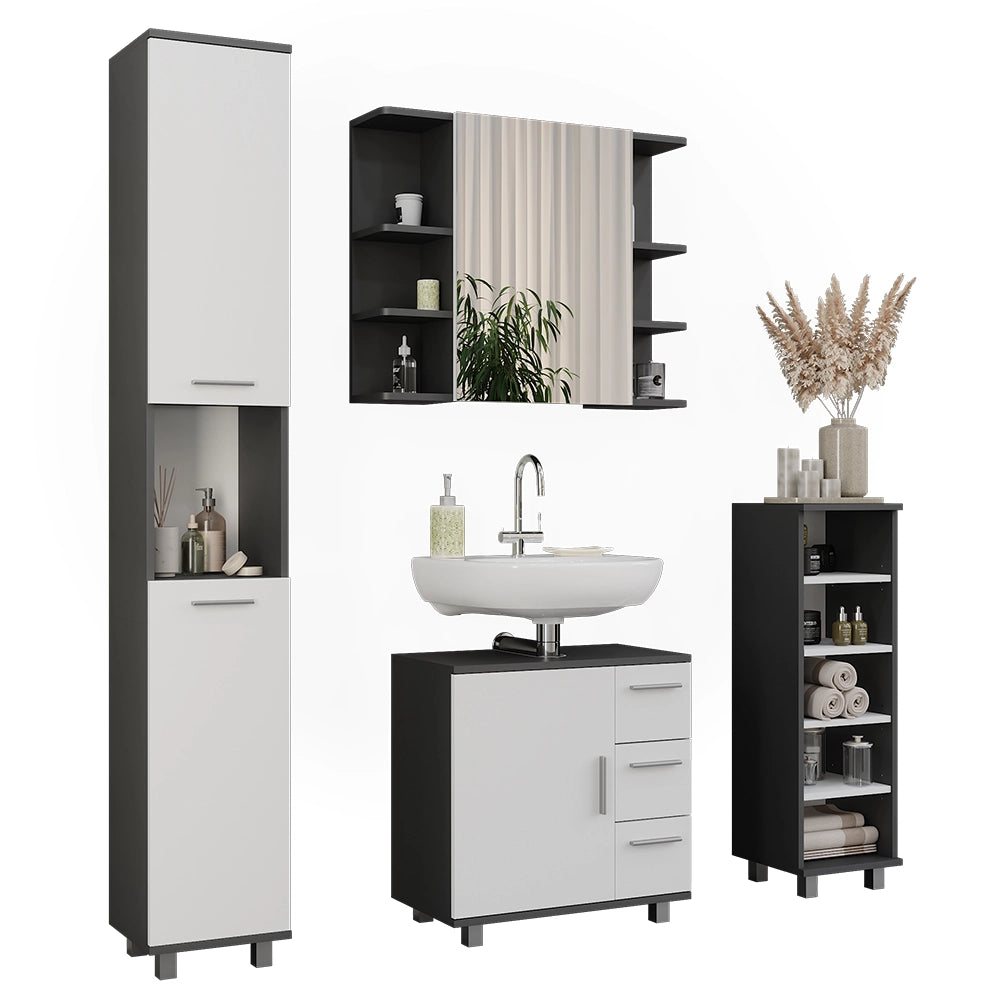 Vicco Set di mobili da bagno Antracite/bianco 4 parti