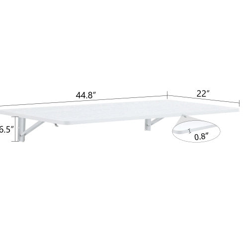 Tavolo ribaltabile da parete 126.5x66x9.5 cm con montaggio a parete in MDF bianco