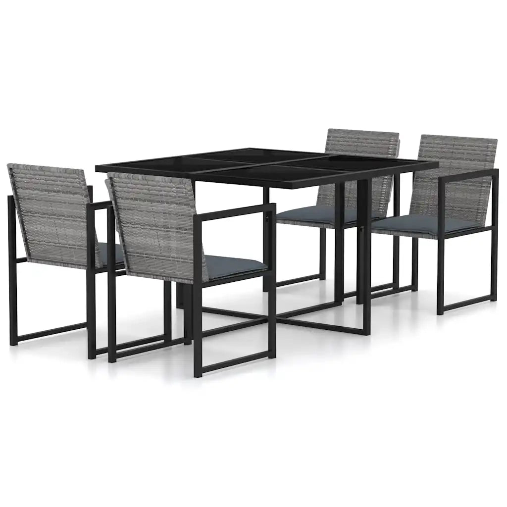 Set da Pranzo da Giardino 5 pz con Cuscini in Polyrattan Grigio 313117