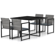Set da Pranzo da Giardino 5 pz con Cuscini in Polyrattan Grigio 313117