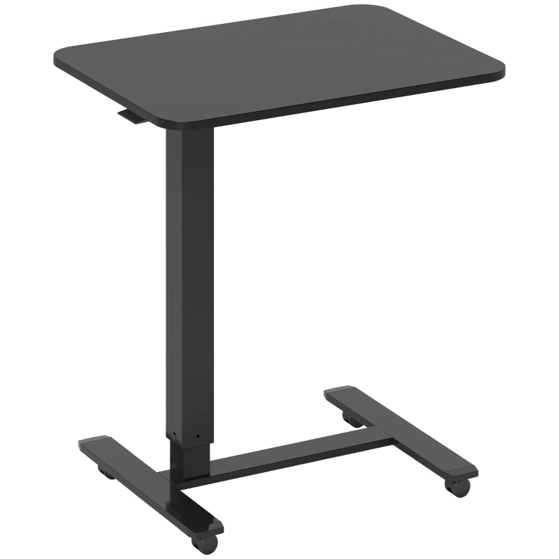 Scrivania regolabile in altezza con 4 ruote, a forma di C, 65 cm x 48 cm x 70-110 cm, nera.