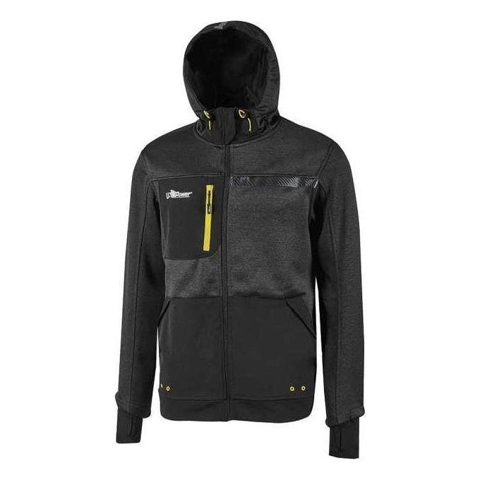 U-Power FU275RL-XL Galaxy Felpa con Cerniera Traspirante Cappuccio Banda Reflex Tasca Petto con Zip colore Nero Verde