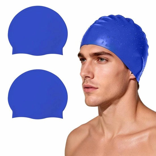 Set di due cuffie per capelli in silicone - Adatti per capelli lunghi e corti - Cuffie per capelli confortevoli e antiscivolo - Cuffie antiscivolo per capelli - Impermeabili - Elastici - Unisex