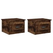 Set di 2 Comodini | Armadio da Notte | Mobiletto da notte a Parete Rovere Fumo 41,5x36x28 cm