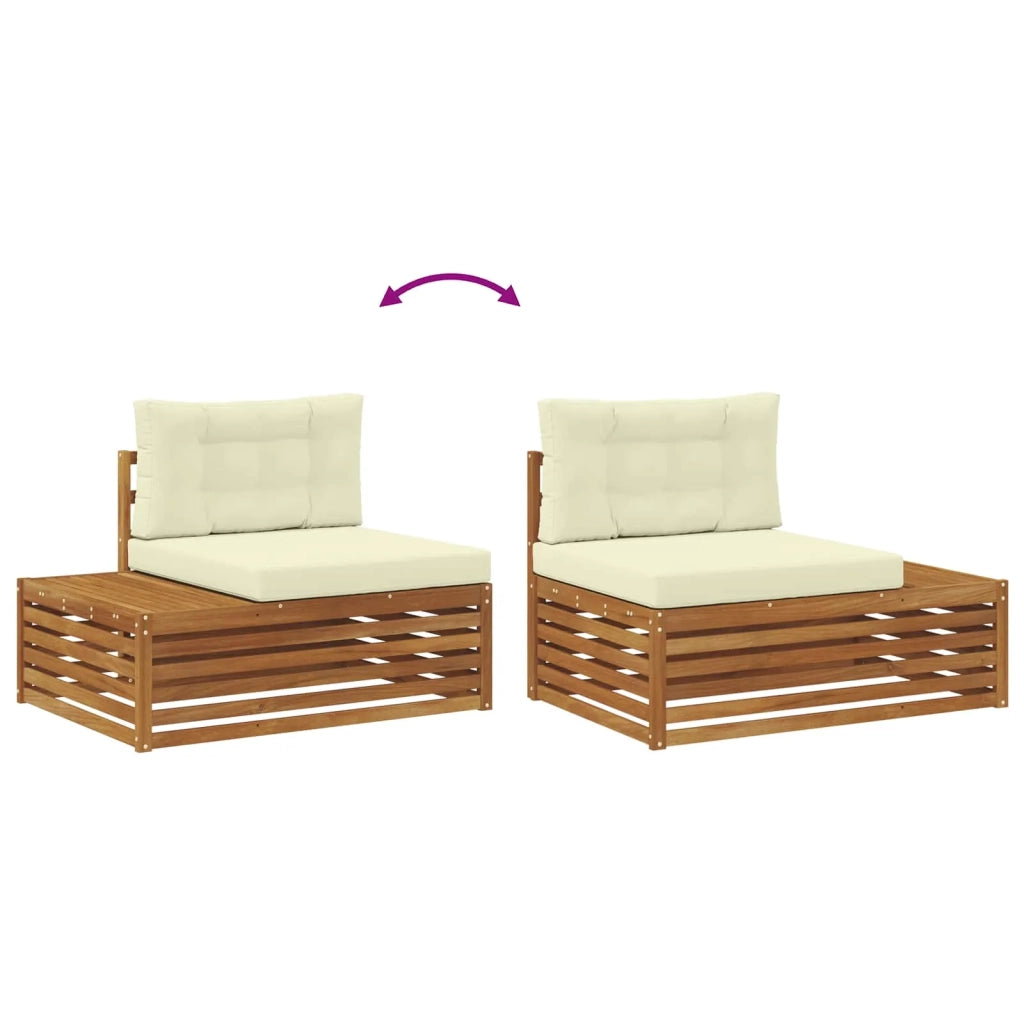 Set di divani da esterno con cuscino 3 Pezzo Naturale e Crema 3374085