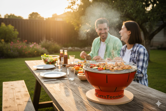 Barbecue a Carbonella Ø41x25 cm Smile in Acciaio Rosso