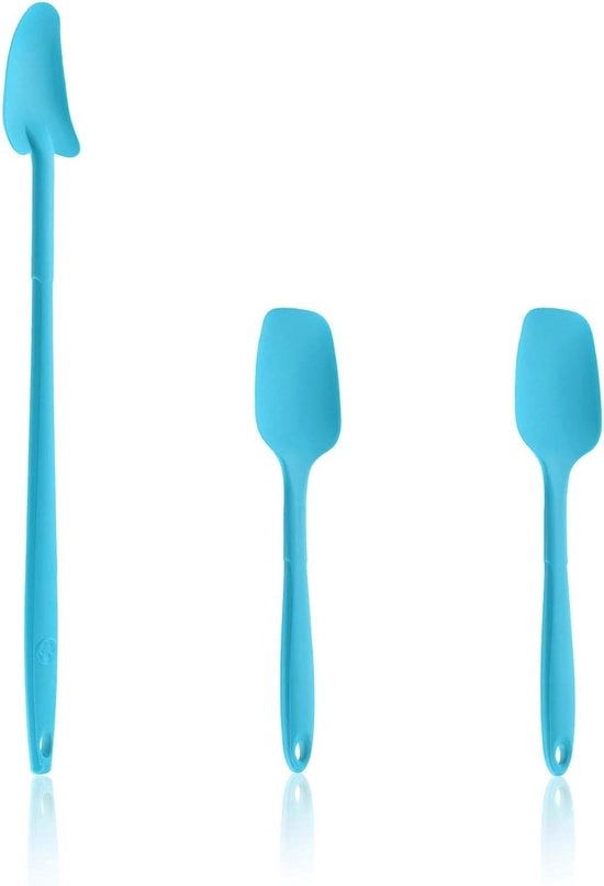 Set di silicone per cucina, spatola flessibile, set di 3 pezzi | con nucleo in acciaio inossidabile | in scatola colorata (turquesa)