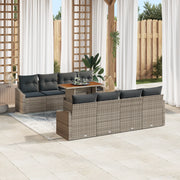 Set Divano da Giardino 7 Pezzi con Cuscini Grigio Rattan PE
