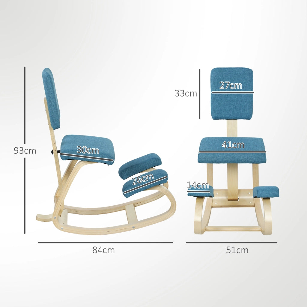 Sedia ergonomica a ginocchia con schienale ¨C zephmum ¨C 51x84x93cm blu scuro