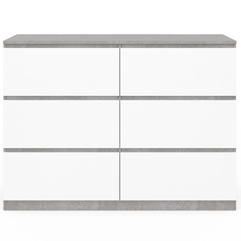IDMarket - Arcón TOMI 110 cm 6 cajones, blanco y efecto hormigón