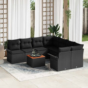 Set Divano da Giardino con cuscino 9 pcs Nero polyrattan 3347310