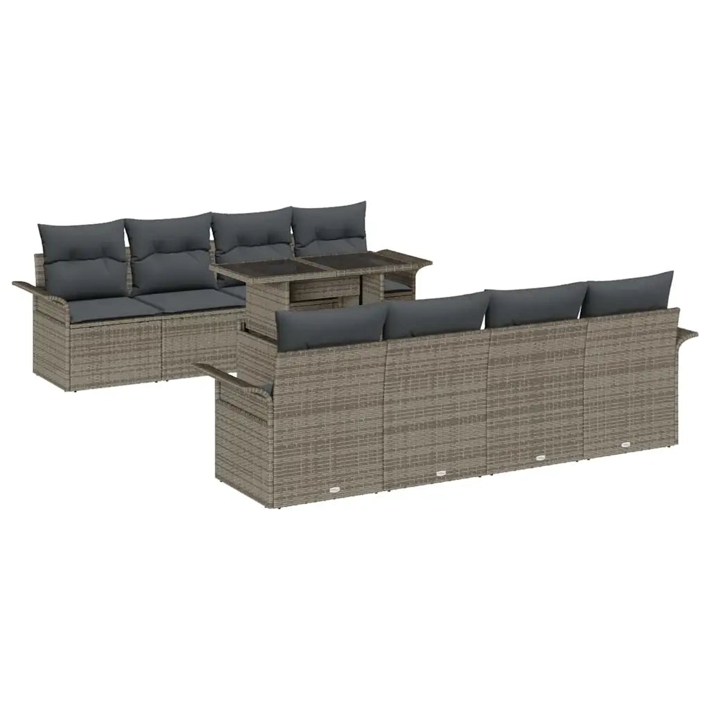Set Divano da Giardino con cuscino 9 pcs Grigio polyrattan 3348245
