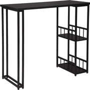 Tavolo da bar rettangolare - con spazio di stoccaggio - robusto e solido - stile e funzionale - nero - 120x50x105 cm