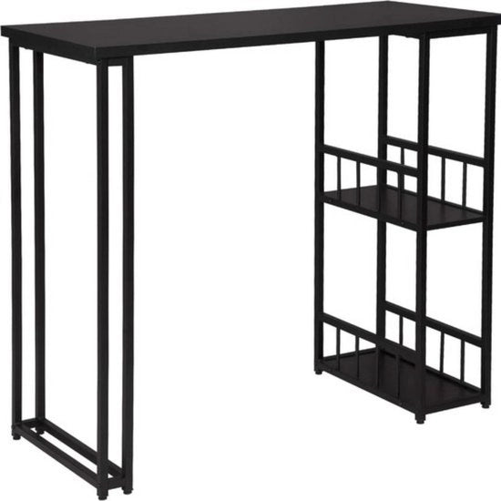 Tavolo da bar rettangolare - con spazio di stoccaggio - robusto e solido - stile e funzionale - nero - 120x50x105 cm
